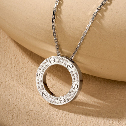 [ElanLuxe Jewelry]LOVE NECKLACE 16MM  FULL DIAMOND