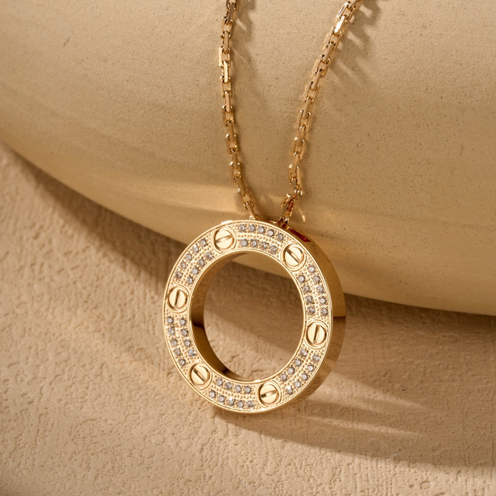 [ElanLuxe Jewelry]LOVE NECKLACE 16MM  FULL DIAMOND