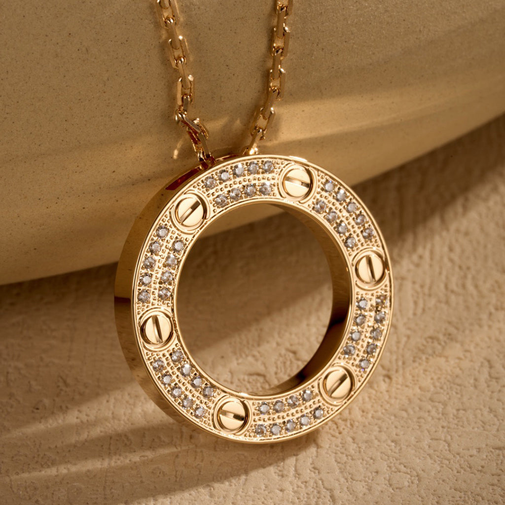 [ElanLuxe Jewelry]LOVE NECKLACE 16MM  FULL DIAMOND