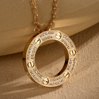 [ElanLuxe Jewelry]LOVE NECKLACE 16MM  FULL DIAMOND