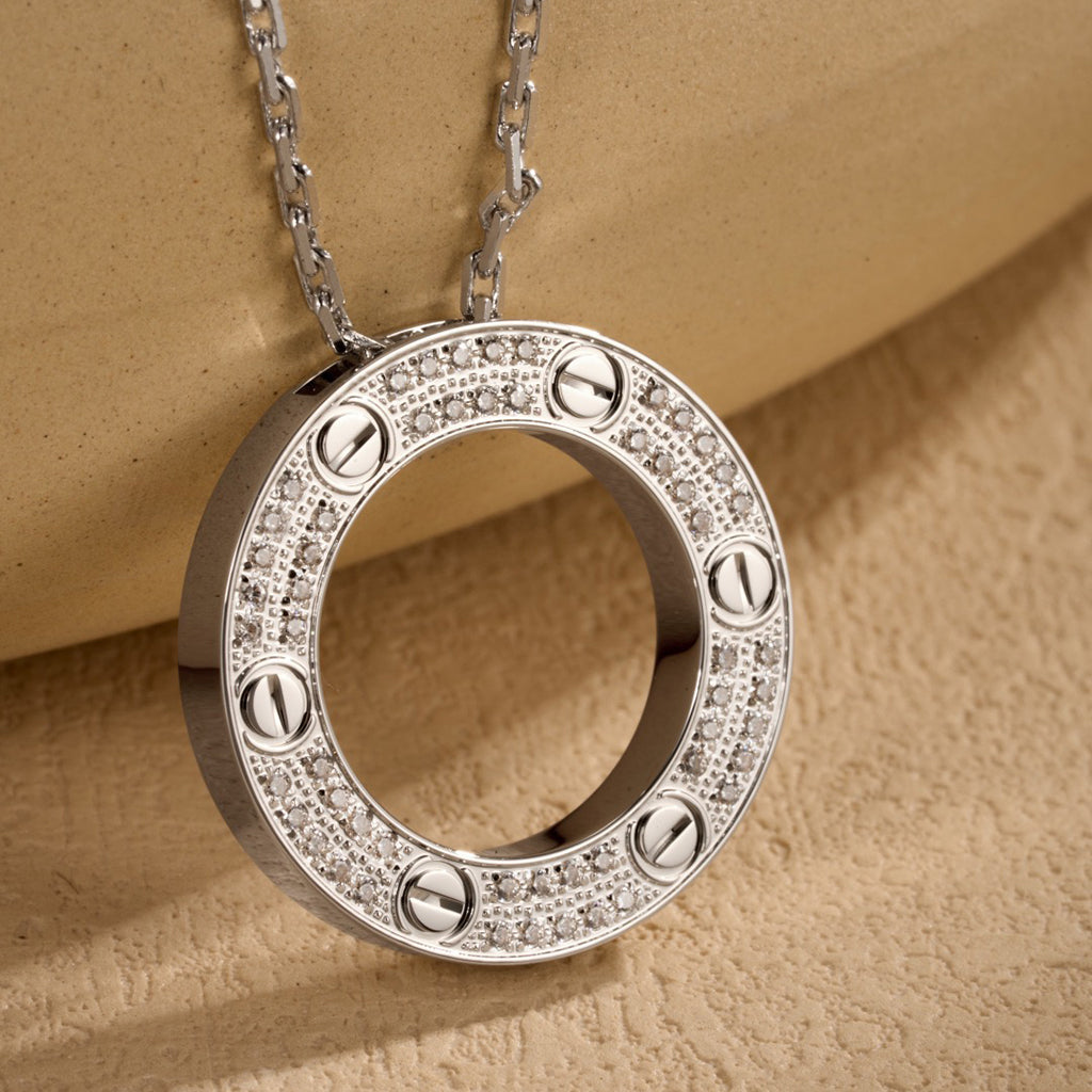 [ElanLuxe Jewelry]LOVE NECKLACE 16MM  FULL DIAMOND
