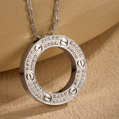 [ElanLuxe Jewelry]LOVE NECKLACE 16MM  FULL DIAMOND