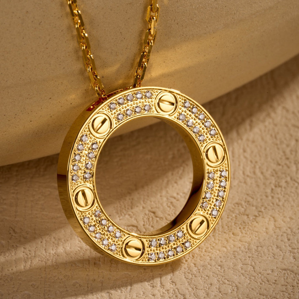 [ElanLuxe Jewelry]LOVE NECKLACE 16MM  FULL DIAMOND