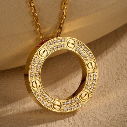 [ElanLuxe Jewelry]LOVE NECKLACE 16MM  FULL DIAMOND