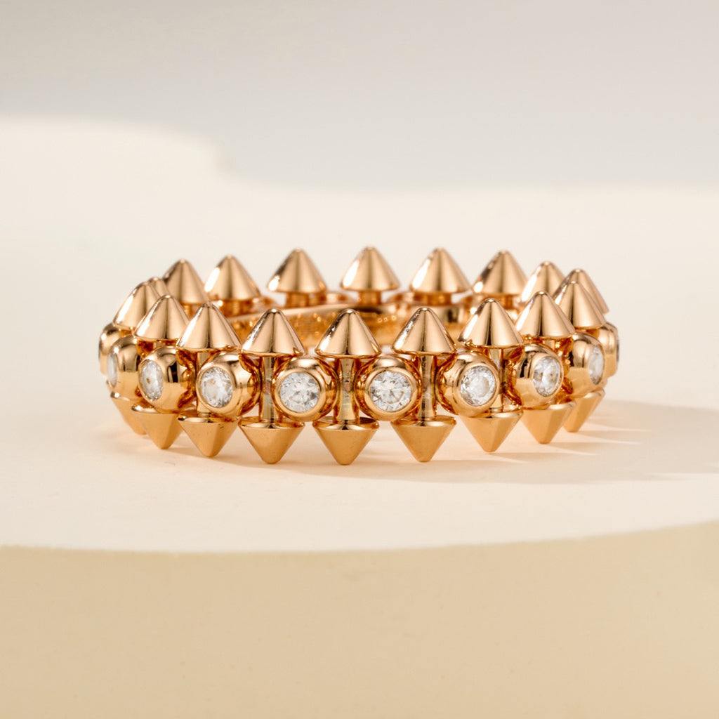 [ElanLuxe Jewelry]CLASH 6.8MM DIAMOND MEDIUM RING
