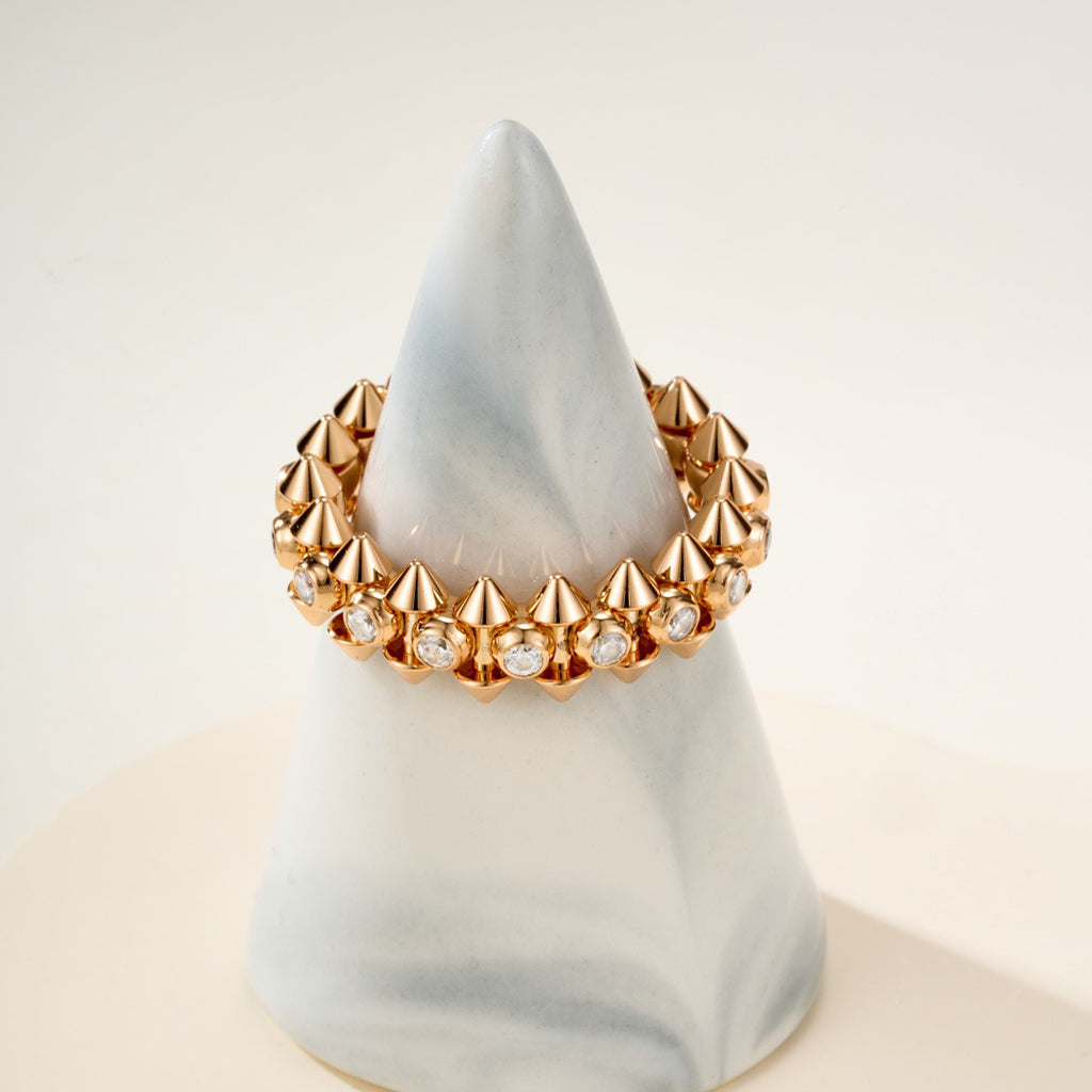 [ElanLuxe Jewelry]CLASH 6.8MM DIAMOND MEDIUM RING