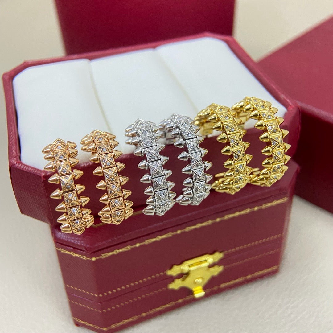 [ElanLuxe Jewelry]CLASH 6.4MM FULL DIAMOND SMALL EARRINGS