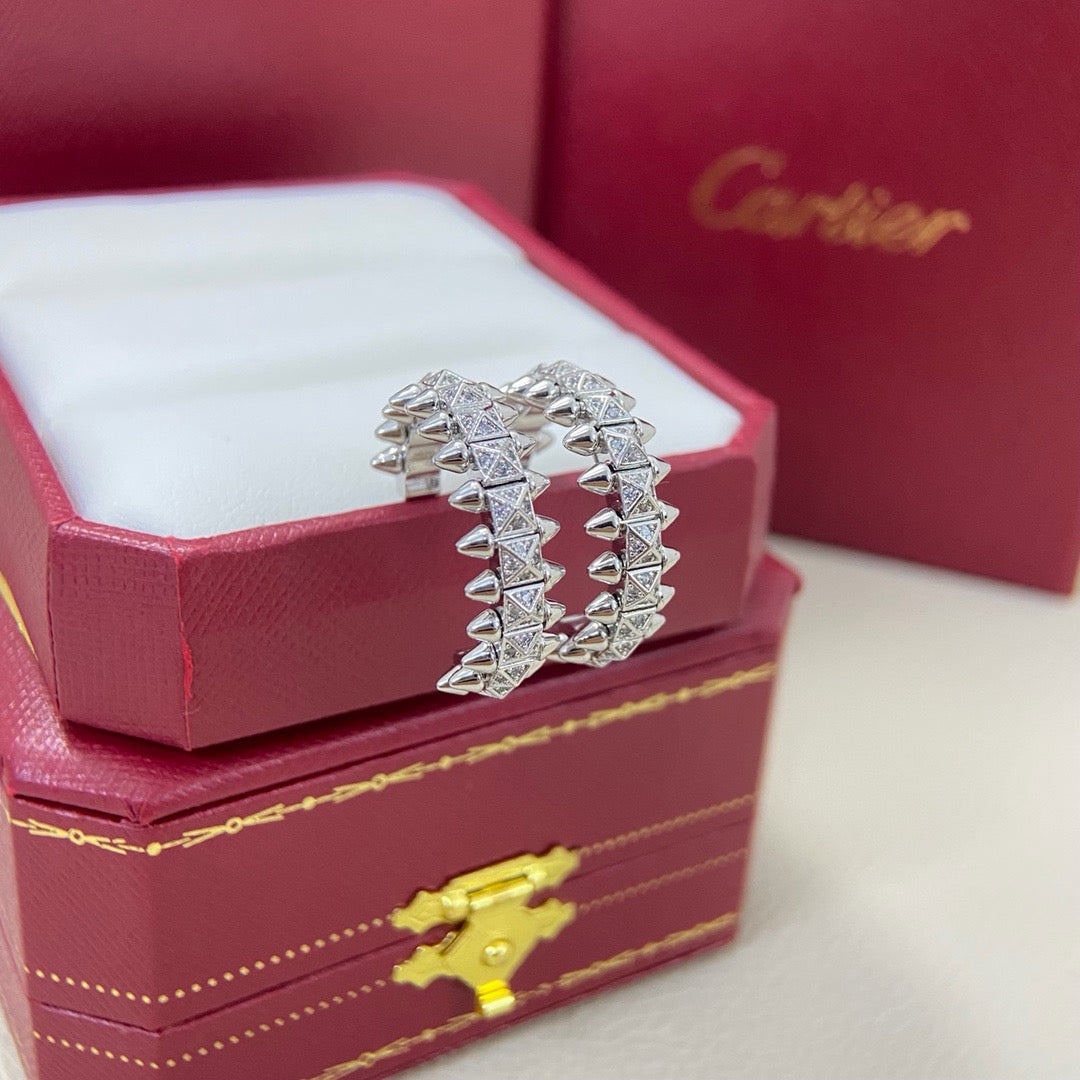 [ElanLuxe Jewelry]CLASH 6.4MM FULL DIAMOND SMALL EARRINGS