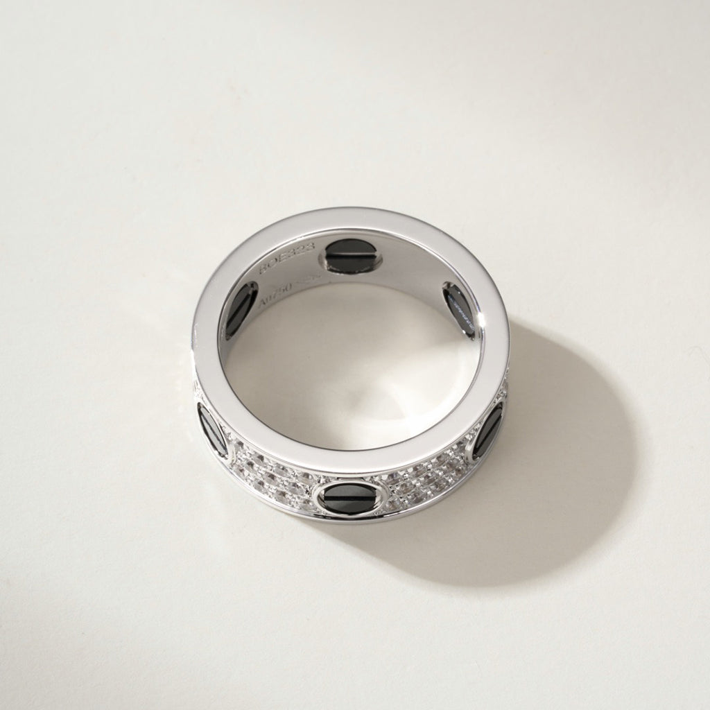 [ElanLuxe Jewelry]LOVE RING 5.5MM DIAMONDS PAVED CERAMIC