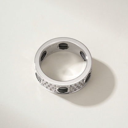 [ElanLuxe Jewelry]LOVE RING 5.5MM DIAMONDS PAVED CERAMIC