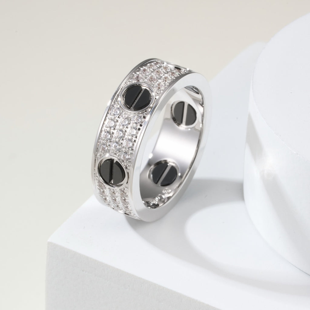[ElanLuxe Jewelry]LOVE RING 5.5MM DIAMONDS PAVED CERAMIC