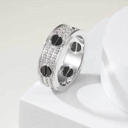 [ElanLuxe Jewelry]LOVE RING 5.5MM DIAMONDS PAVED CERAMIC