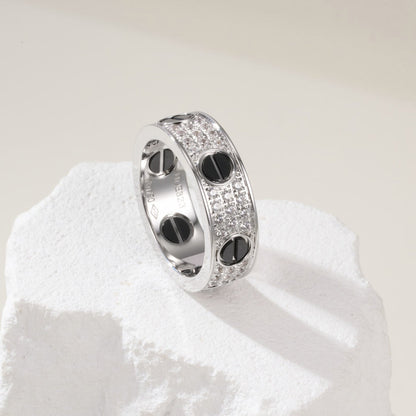 [ElanLuxe Jewelry]LOVE RING 5.5MM DIAMONDS PAVED CERAMIC