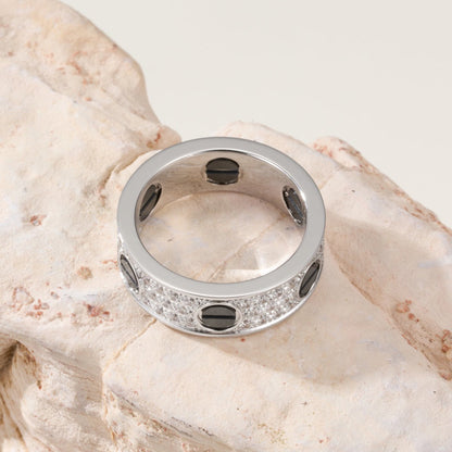 [ElanLuxe Jewelry]LOVE RING 5.5MM DIAMONDS PAVED CERAMIC