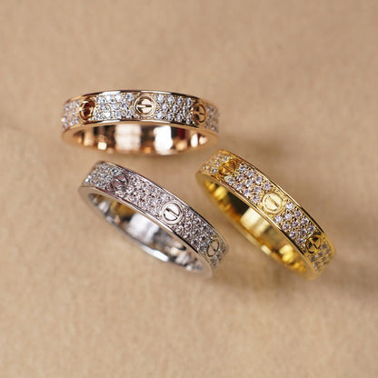 [ElanLuxe Jewelry]LOVE RING 4.0MM DIAMOND PAVED