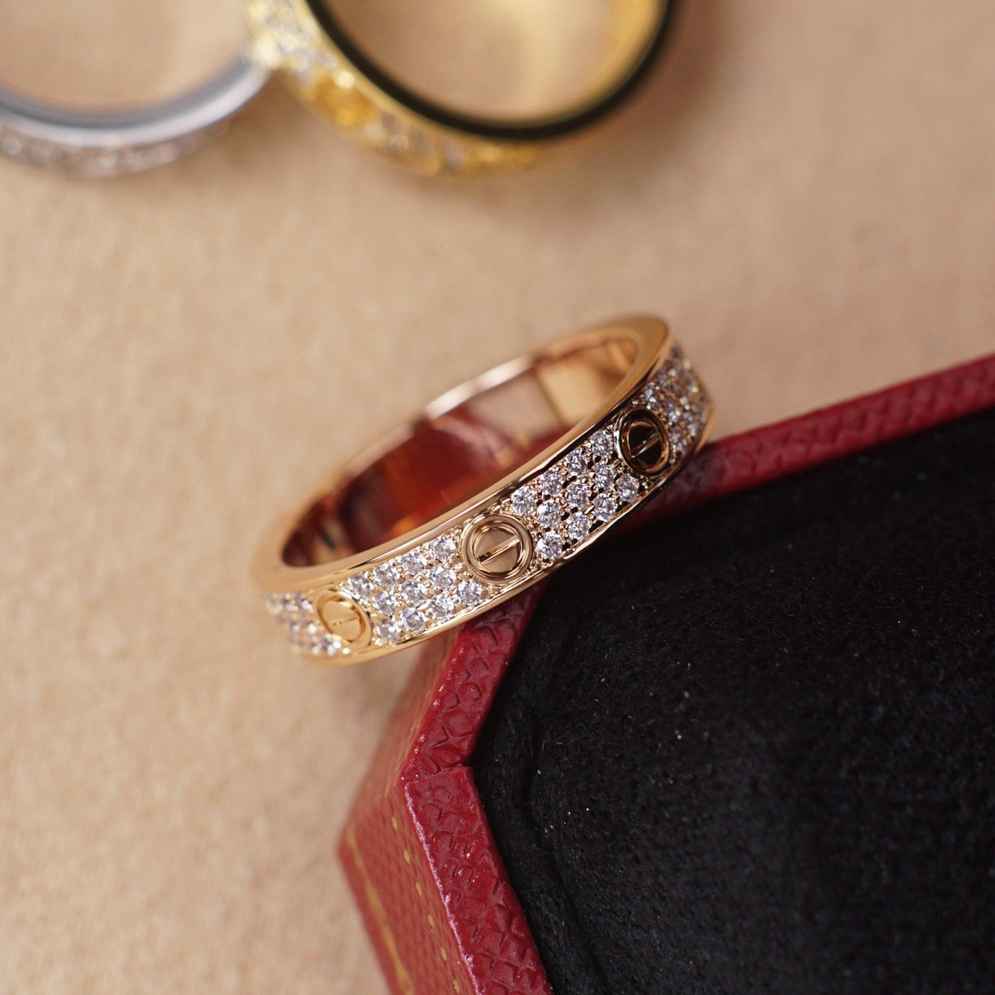 [ElanLuxe Jewelry]LOVE RING 4.0MM DIAMOND PAVED