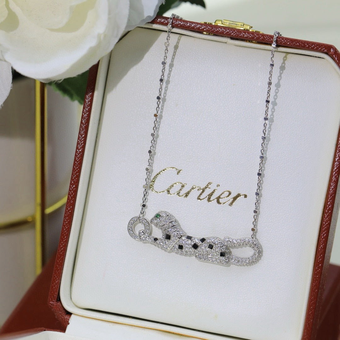[ElanLuxe Jewelry]PANTHERE PAVED DIAMOND NECKLACE