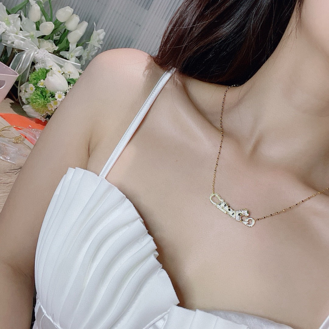 [ElanLuxe Jewelry]PANTHERE PAVED DIAMOND NECKLACE