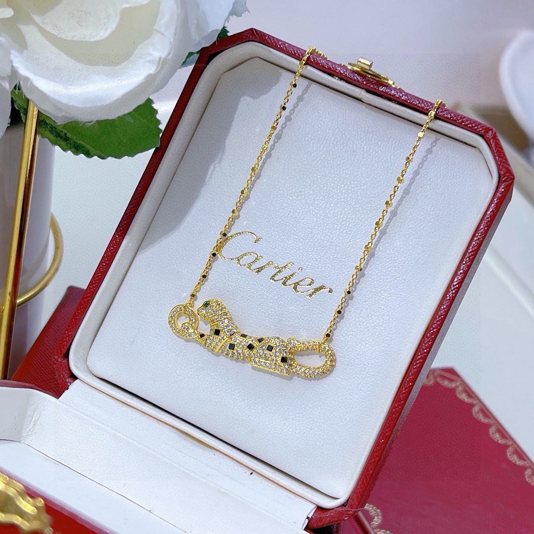 [ElanLuxe Jewelry]PANTHERE PAVED DIAMOND NECKLACE