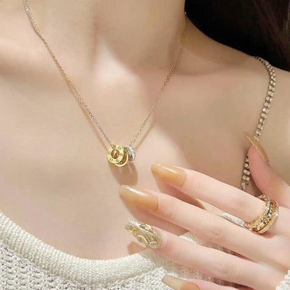 [ElanLuxe Jewelry]LOVE 6 DIAMOND PENDANT NECKLACE