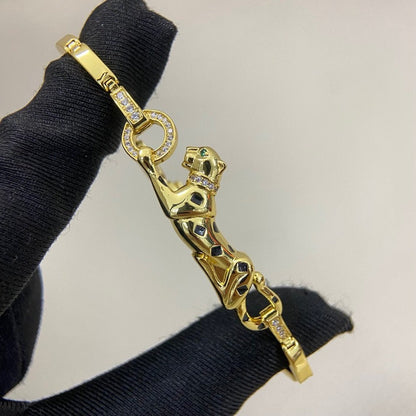 [ElanLuxe Jewelry]PANTHERE HALF DIAMOND ON CHAIN BRACELET