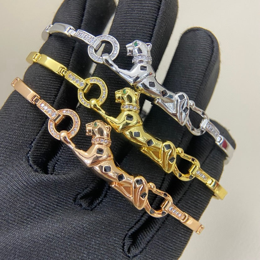 [ElanLuxe Jewelry]PANTHERE HALF DIAMOND ON CHAIN BRACELET