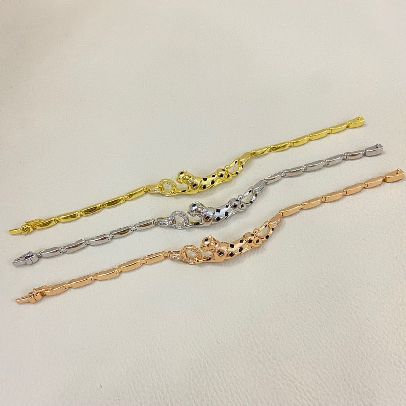 [ElanLuxe Jewelry]PANTHERE HALF DIAMOND ON CHAIN BRACELET
