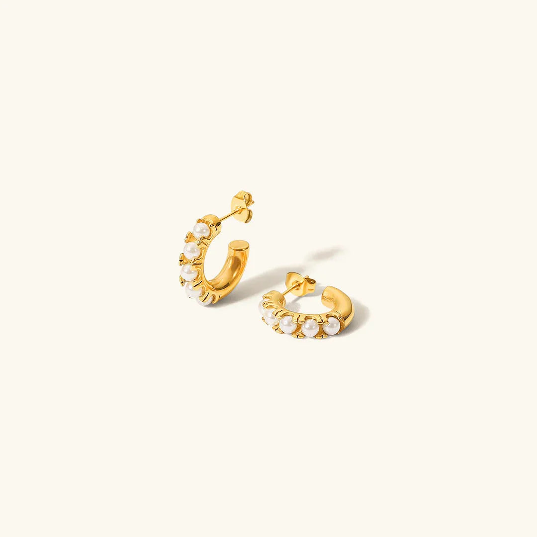 [ElanLuxe]Irene Pearl Hoop Earrings