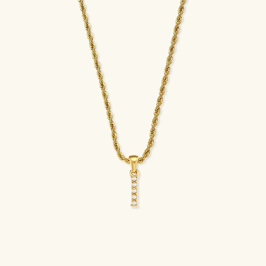 [ElanLuxe]Elodie Initial Letter Pearl Necklace