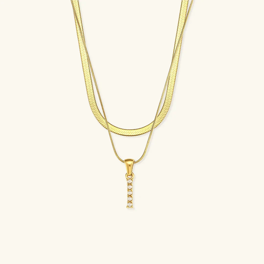 [ElanLuxe]Fiona Layered Gold Initial Letter Necklace