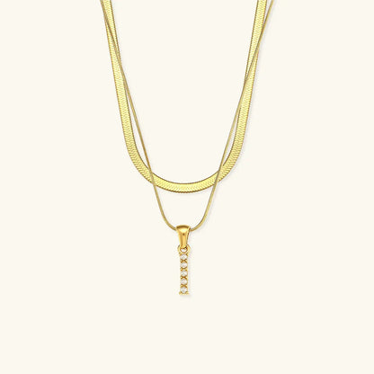 [ElanLuxe]Fiona Layered Gold Initial Letter Necklace