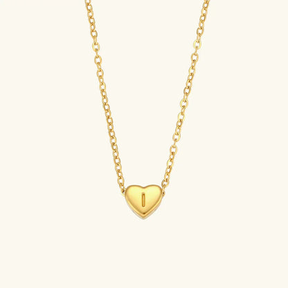 [ElanLuxe]Heart Initial Gold Necklace