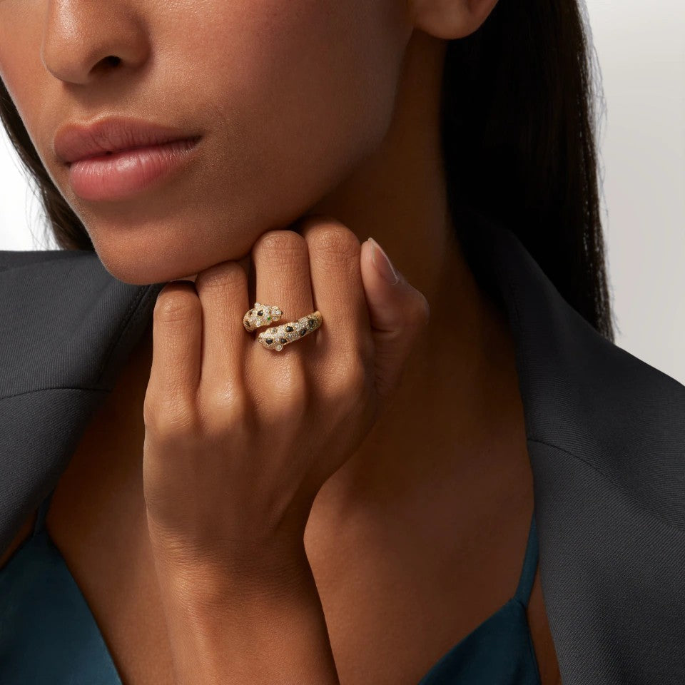 [ElanLuxe Jewelry]PANTHERE DOUBLE HEADED FULL DIAMOND  RING