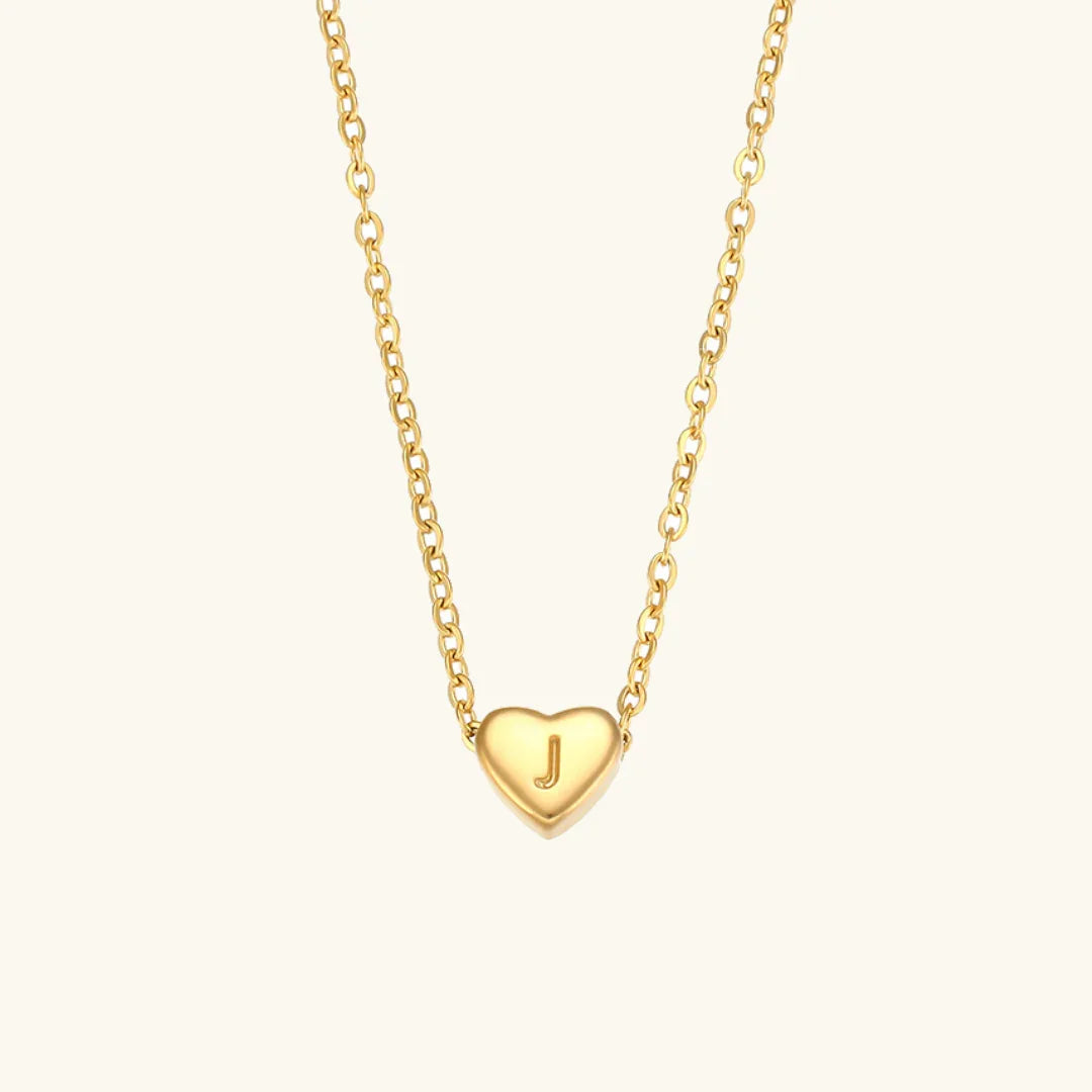 [ElanLuxe]Heart Initial Gold Necklace