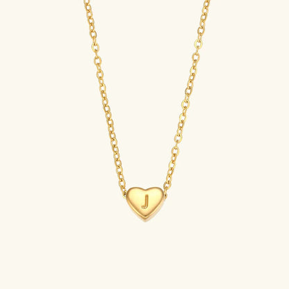[ElanLuxe]Heart Initial Gold Necklace