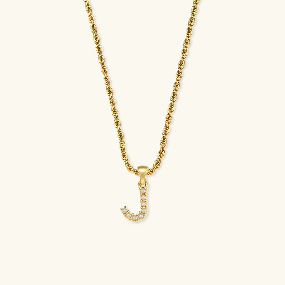 [ElanLuxe]Elodie Initial Letter Pearl Necklace