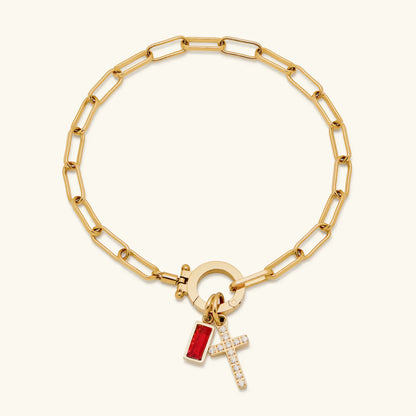 [ElanLuxe]Annabella Birthstone Cross Bracelet