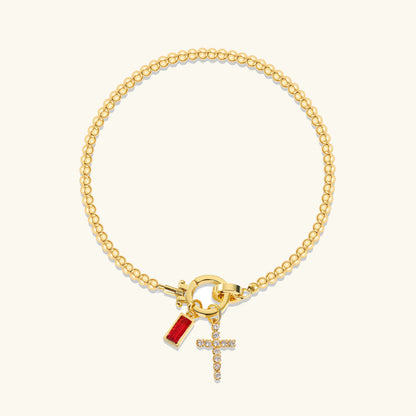 [ElanLuxe]Amalia Birthstone Cross Bracelet