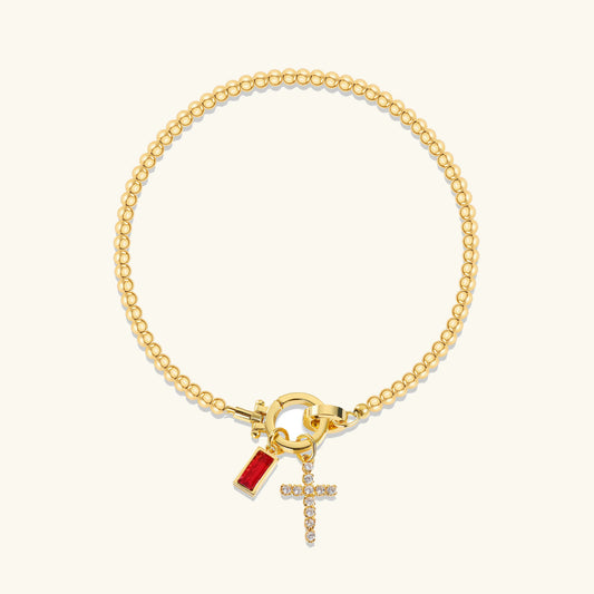 [ElanLuxe]Amalia Birthstone Cross Bracelet