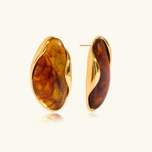 [ElanLuxe]Amelise Polished Gemstone Earrings