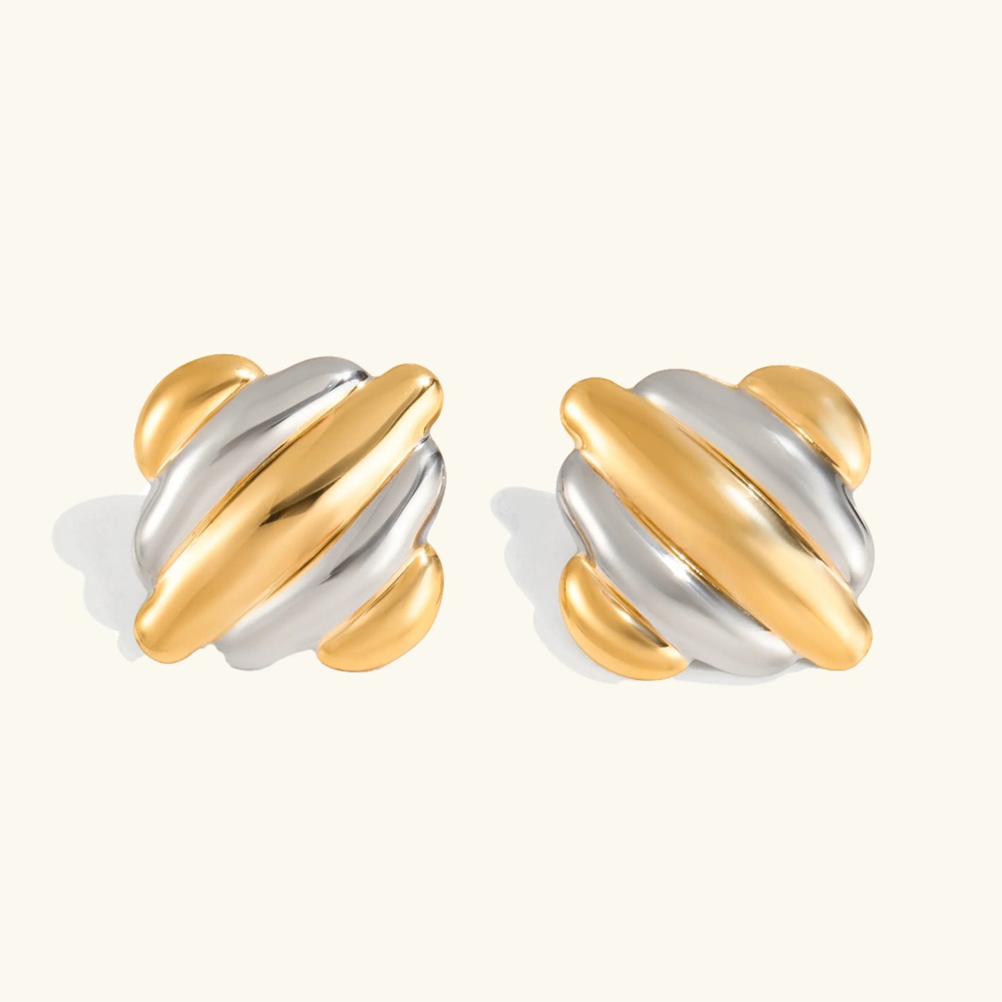 [ElanLuxe]Maxine Rippled Gold Earrings