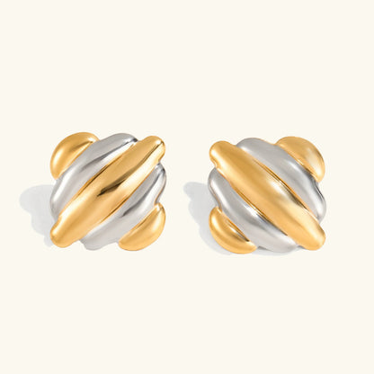 [ElanLuxe]Maxine Rippled Gold Earrings