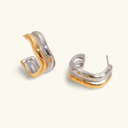 [ElanLuxe]Double Curve Hoops