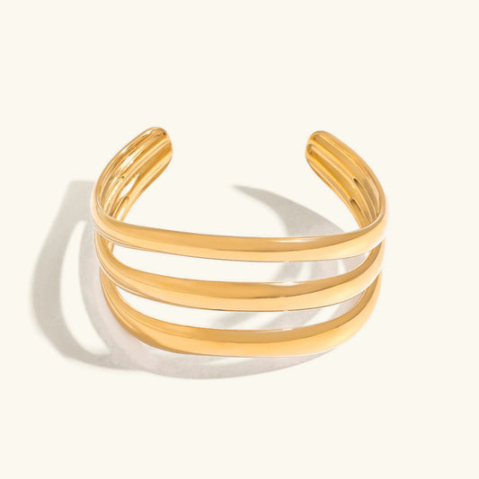 [ElanLuxe]Meredith Triple Layer Gold Bangle