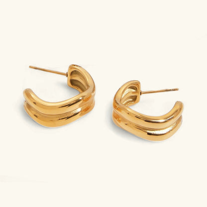 [ElanLuxe]Double Curve Hoops