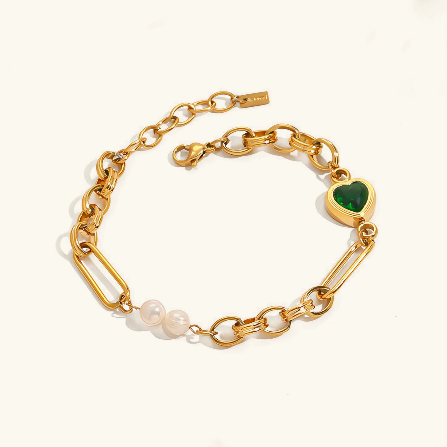 [ElanLuxe]Melanie Emerald Pearl Bracelet
