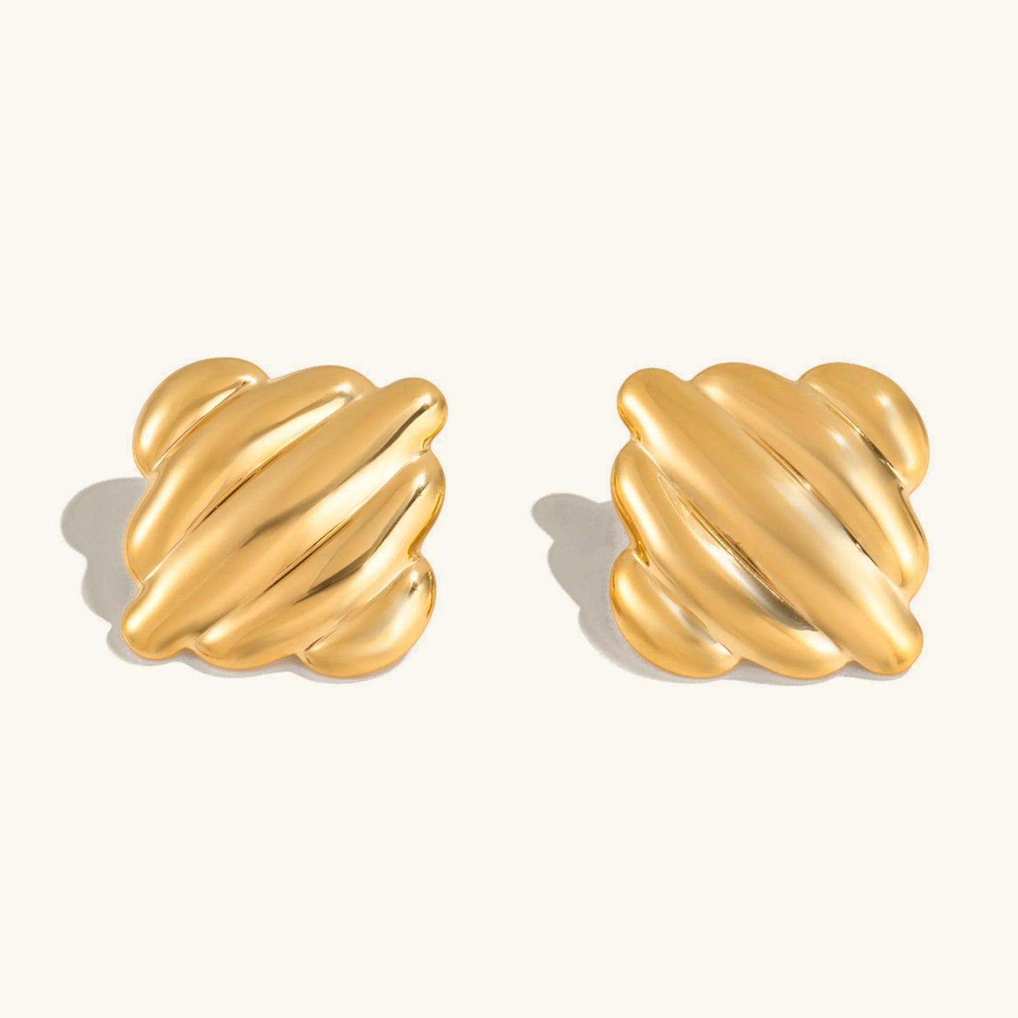 [ElanLuxe]Maxine Rippled Gold Earrings