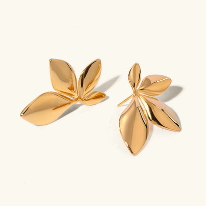 [ElanLuxe]Velle Gold Petal Earrings