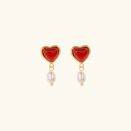 [ElanLuxe]Sabina Pearl Heart Gold Earrings