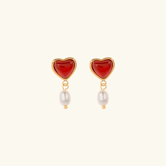 [ElanLuxe]Sabina Pearl Heart Gold Earrings